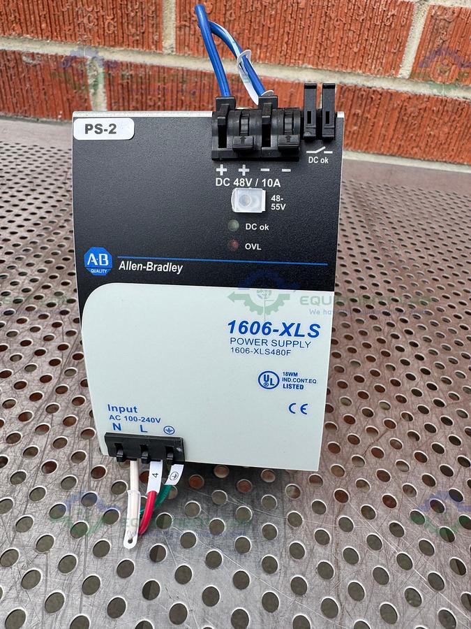 Used Allen Bradley 1606-XLS480F Series A Power Supply 100-240V, 480W , 1 PH, 48V, 10A