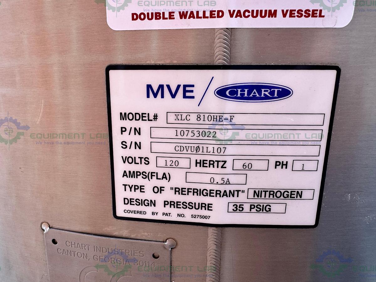 Used CHART MVE XLC 810 HE-F Liquid Nitrogen Cryogenic Storage Tank w/ TEC 3000