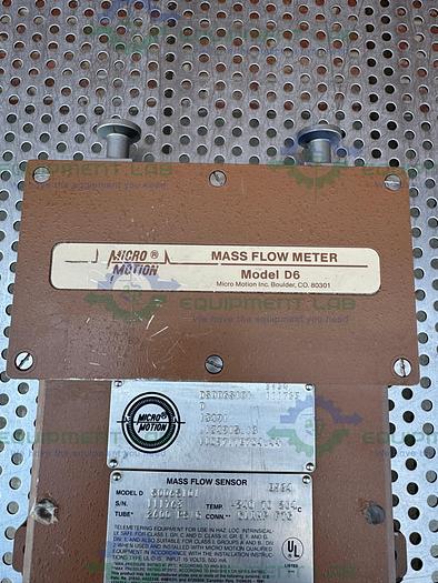 Used Micro Motion D6 Mass Flow Meter 2600 PSIG, -240 to 204°C