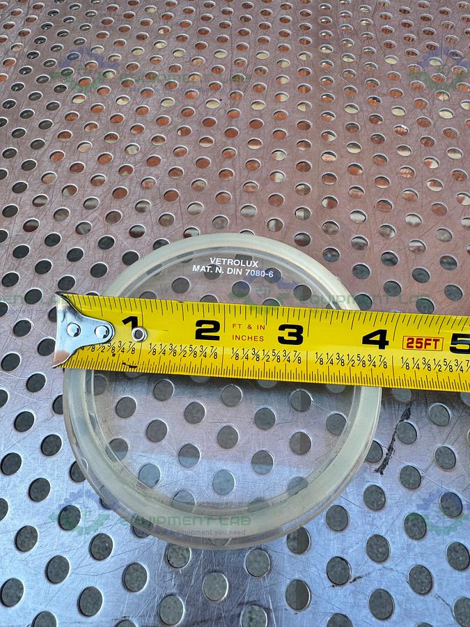 Used Vetrolux DIN 7080-6 Sight Glass w/ Stainless Steel 5" OD Threaded Fitting