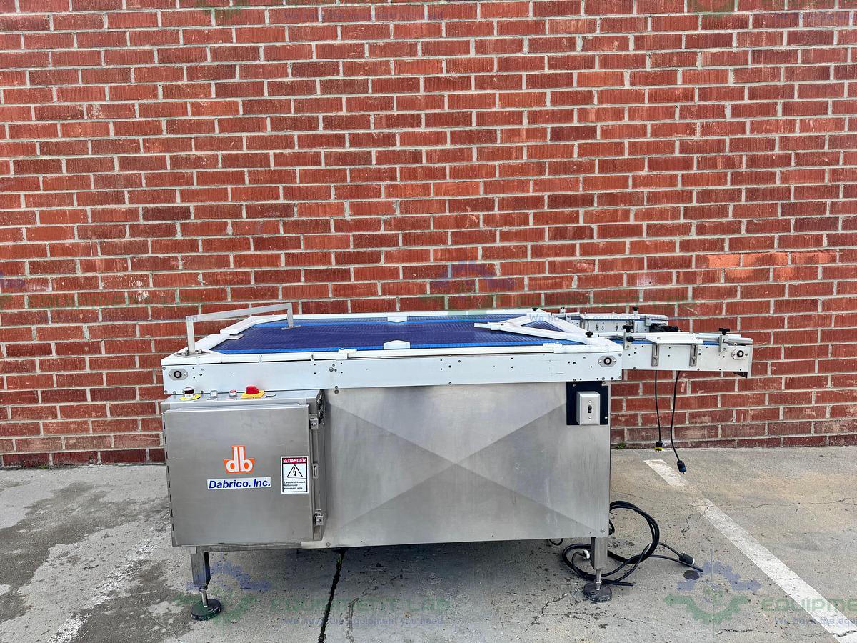  for parts or not working Dabrico Stainless Steel Reflow Surge Accumulation Feed Table Conveyor 46" x 84"