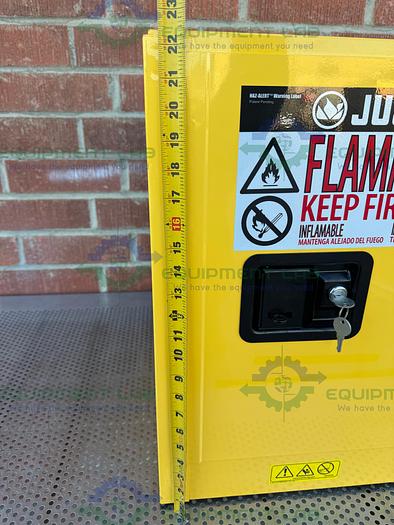 Used JustRite 4 Gallon Flammable Liquid Storage Cabinet w/ Soft Close Doors, Key