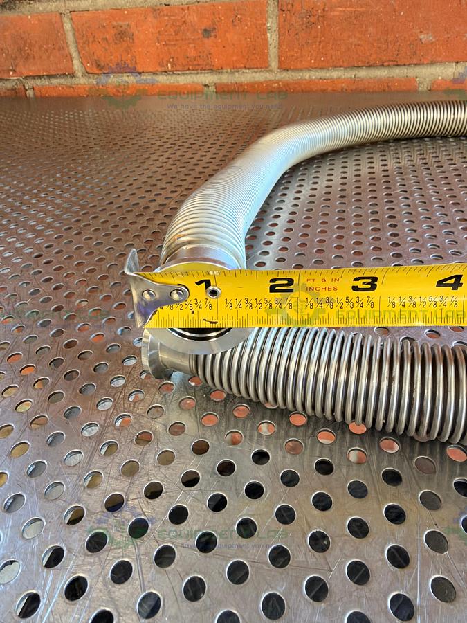 Used Stainless Steel Bellows Flexible Vacuum Hose 48" w/ KF 25 Vacuum Fitting