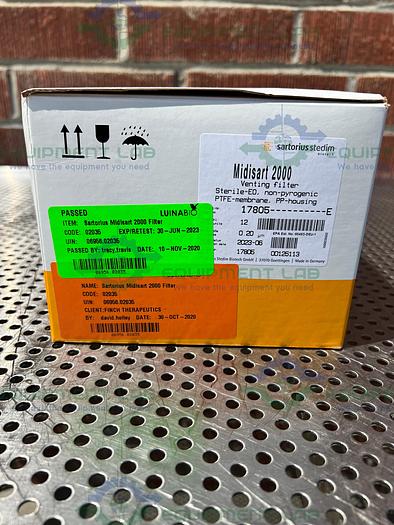 Used Box of 12 - Sartorius Stedim  17805 Midisart 2000 Venting Filter PTFE, PP Housing