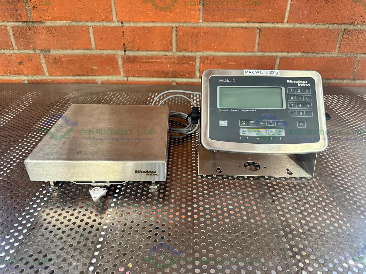 Used Minebea Intec CAPS1U-20CC-LU Stainless Steel Scale 10x10 w/ MIS2UR-V2, 30 LBS