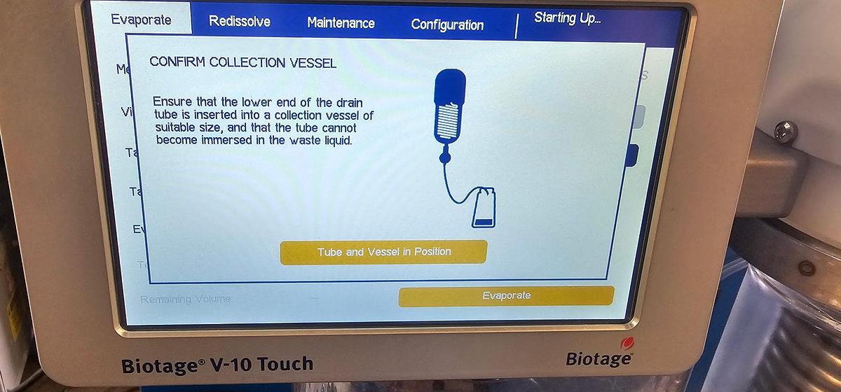 Used Biotage V-10 Touch Evaporation System Walk-up, Walk-away w/ Edwards 6 iC Pump