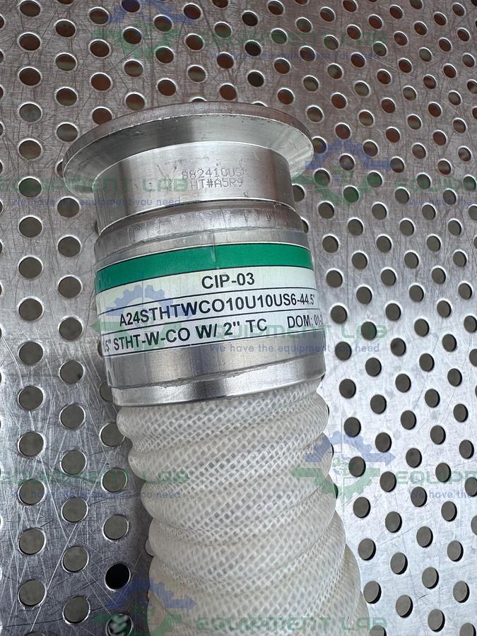 Used Sani Tech STHT-W-CO Flexible Silicone Hose 45" w/ 2" Sanitary Fitting