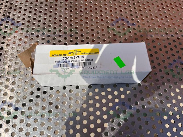 Chemglass CG-1969-M-26 M30 Stainless Steel Ball Valve Male to Female