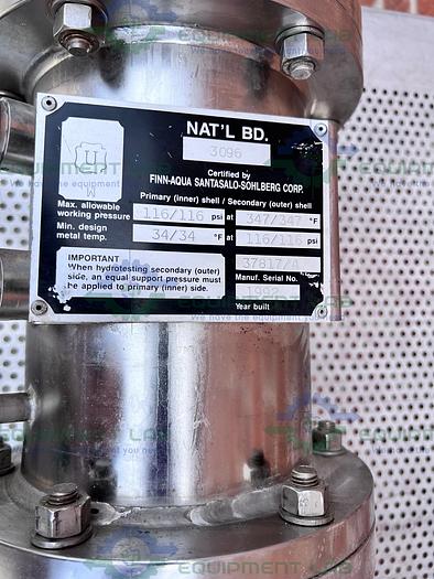 Used Finn-Aqua  Stainless Steel Jacketed Heat Exchanger 9" x 80"