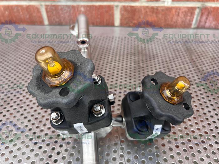 Used ITT Pure Flo  1-316L-RA20MAX 5 -Way Diaphragm Valve w/ 1", 3/4"  Sanitary Fitting