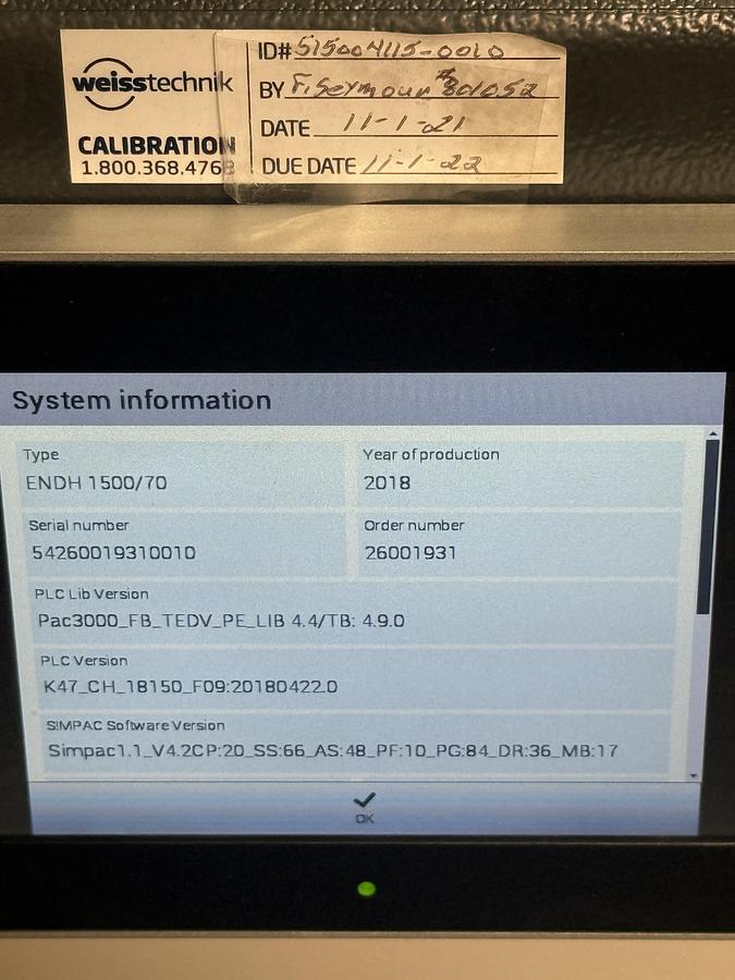 Used Weiss Technik Endurance ENDH1500/70 Environmental Chamber +180C to -70C Humidity