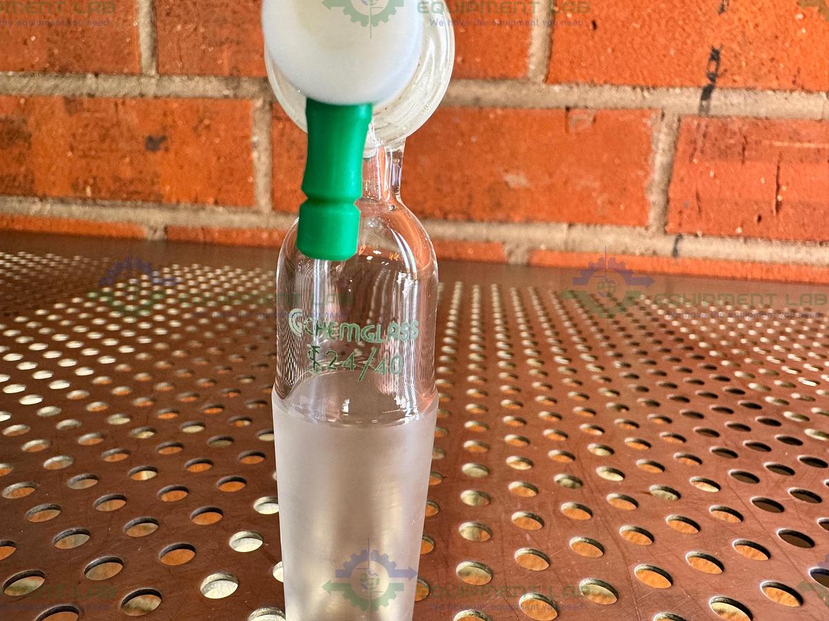 Used Chemglass Flow Control Adapter, 90 Degree, 24/40 Inner Joint, w/ PTFE StopCock