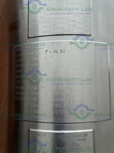 Used 2 Allegheny Stainless Steel Stack Disk Filter Housing 150 FV/PSIG on Casters