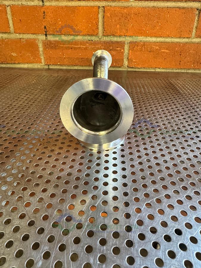 Used Stainless Steel 3 way 90 Degree KF 50 to KF 16/10 Elbow Nipple Vacuum Fitting