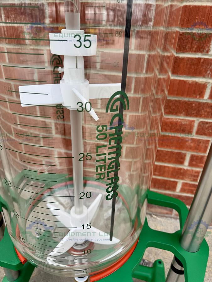 Chemglass 50 Liter Jacketed Glass Reactor w/ Zero Dead Space Drain Valve MFG 20