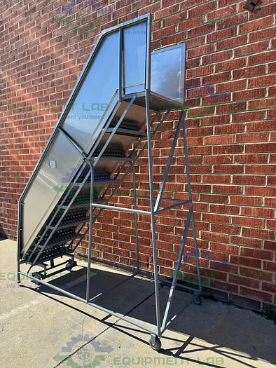 Used 6 Ft Stainless Steel Warehouse Ladder w/ Barrel Slide 80" x 32"