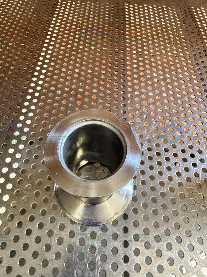 Used Stainless Steel KF 50 to 3.5" OD Sanitary Fitting Nipple Vacuum Fitting