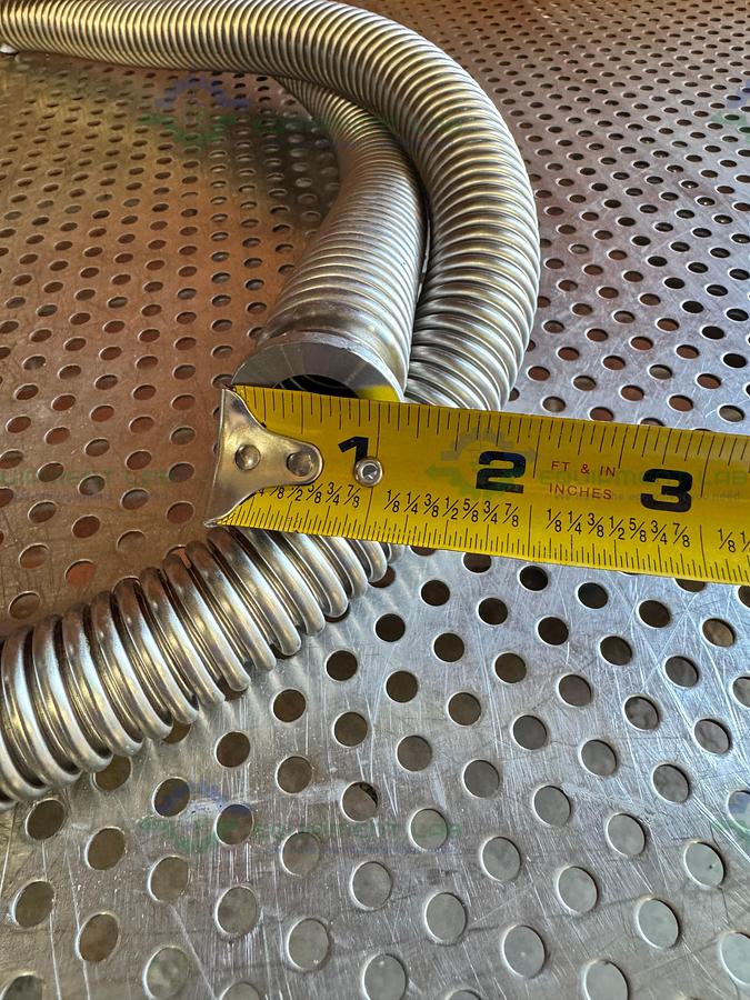 Used Stainless Steel Bellows Flexible Vacuum Hose 60" w/ KF 16/10 Fitting