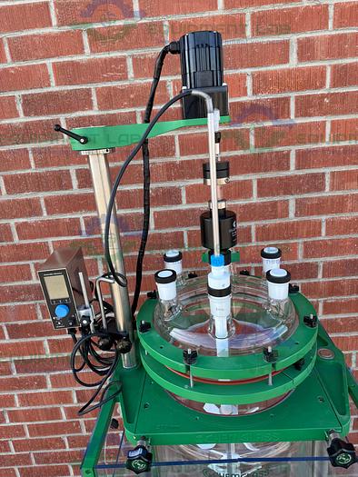 Used Chemglass 150 Liter Jacketed Glass Reactor w/ Chemglass Digital Overhead Stirrer