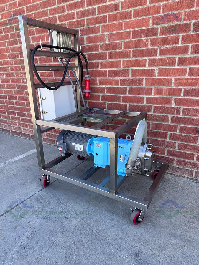 Used SPX Waukesha Cherry-Burrell 130 U2 Rotary Lobe Pump MFG 2016, 3"  w/ 10 HP Motor