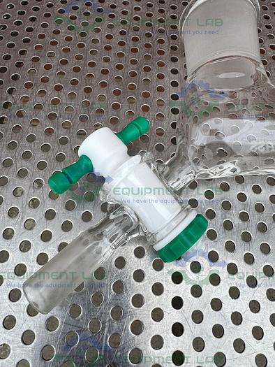 Used Chemglass Distilling Adapter 45/50 Joint w/ 10mm PTFE Stopcock, 3/4" Swagelock