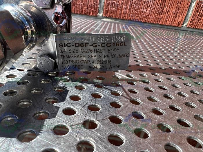 Used PBM  SIC-D6F-G-CG166L Stainless Steel Ball Valve w/ 1" Sanitary To Straight Tube