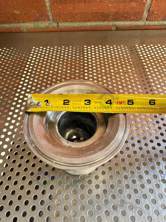 Used 1 Stainless Steel Vacuum Reducer KF 50 to 4" Sanitary Fitting