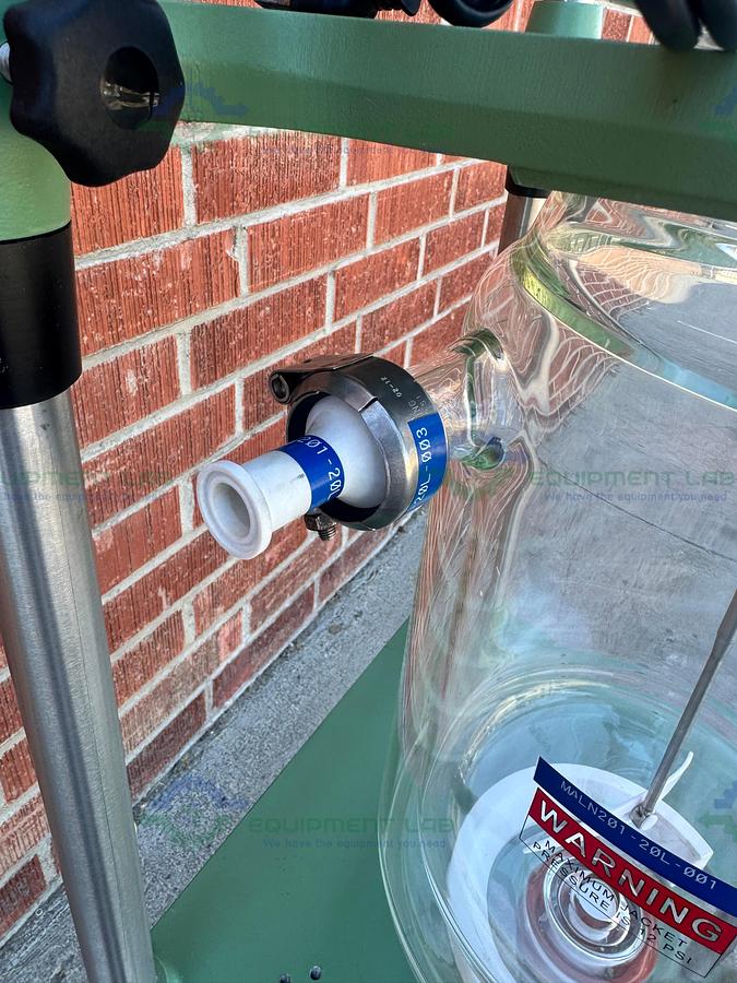 Used Chemglass 20 Liter Jacketed Glass Reactor w/ J-Kem Overhead Stirrer