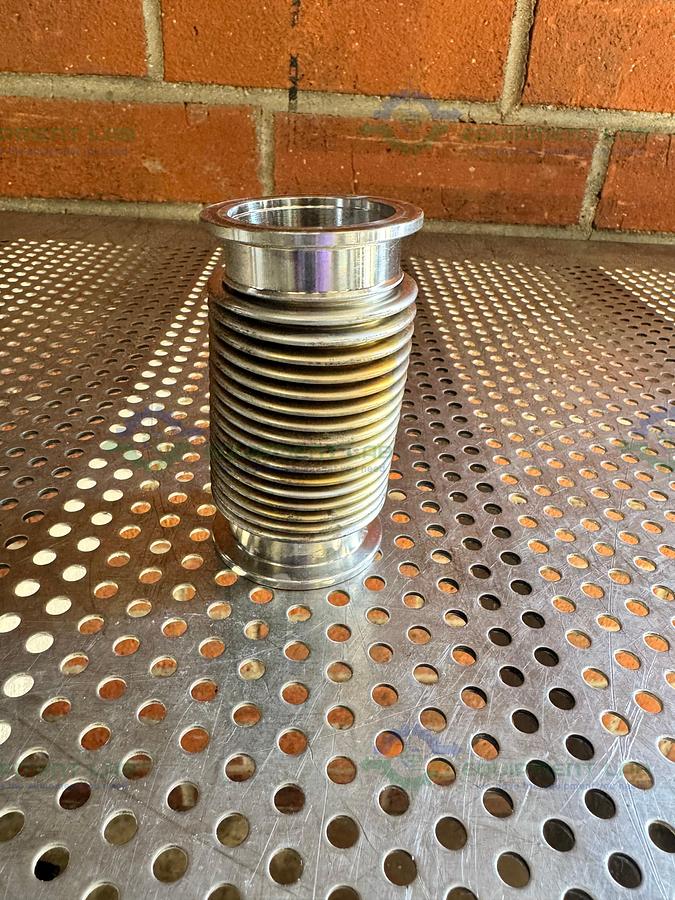 Used Stainless Steel Bellows Flexible Vacuum Hose 4" w/ KF 40 Fitting