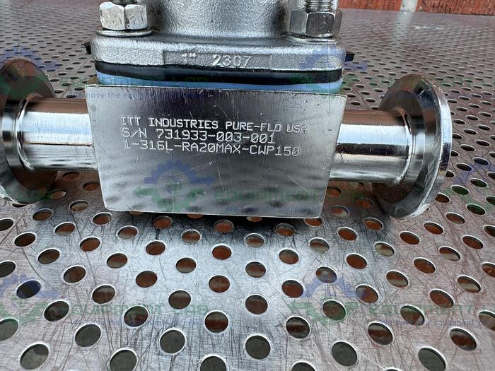 Used ITT Pure Flo Advantage B209  3 - Way Diaphragm Valve w/ 1" Sanitary Fitting