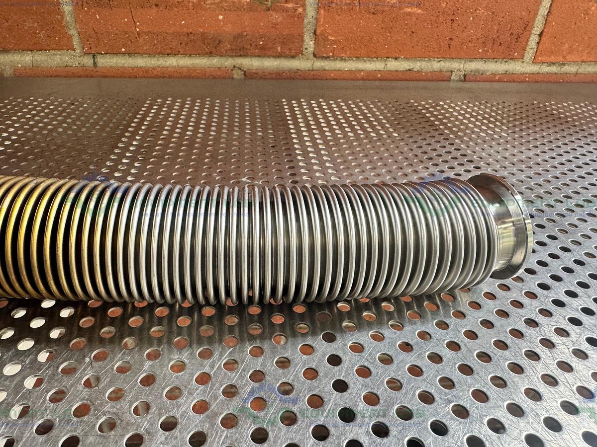 Used Stainless Steel Bellows Flexible Vacuum Hose 14" w/ KF 40 Fitting