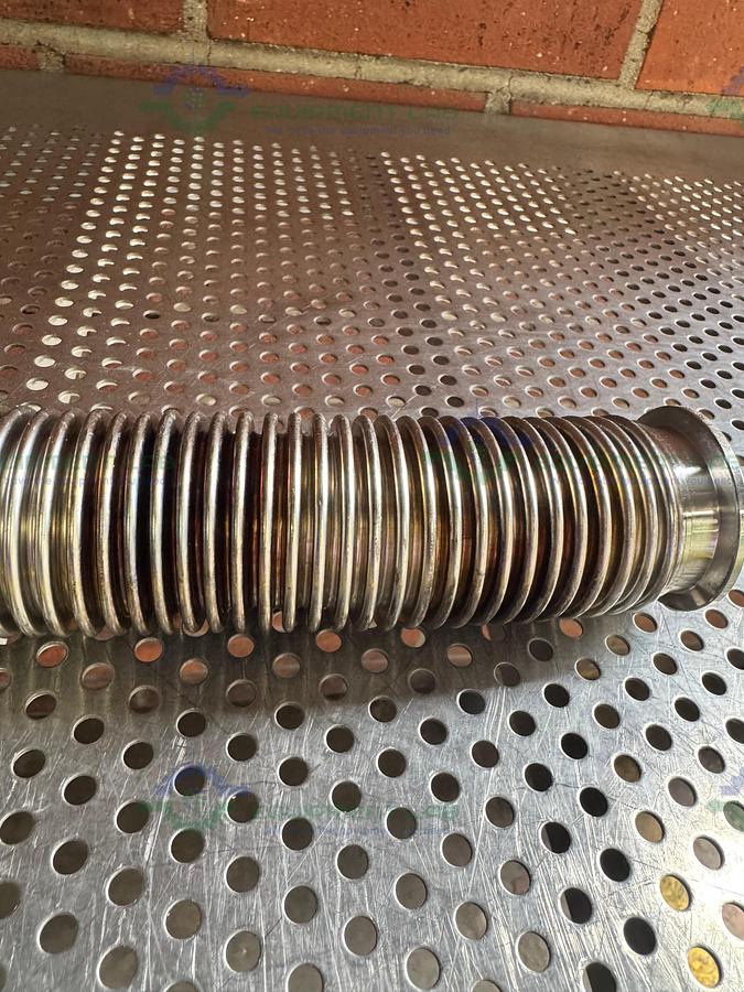 Used Stainless Steel Bellows Flexible Vacuum Hose 19" w/ KF 40 Fitting