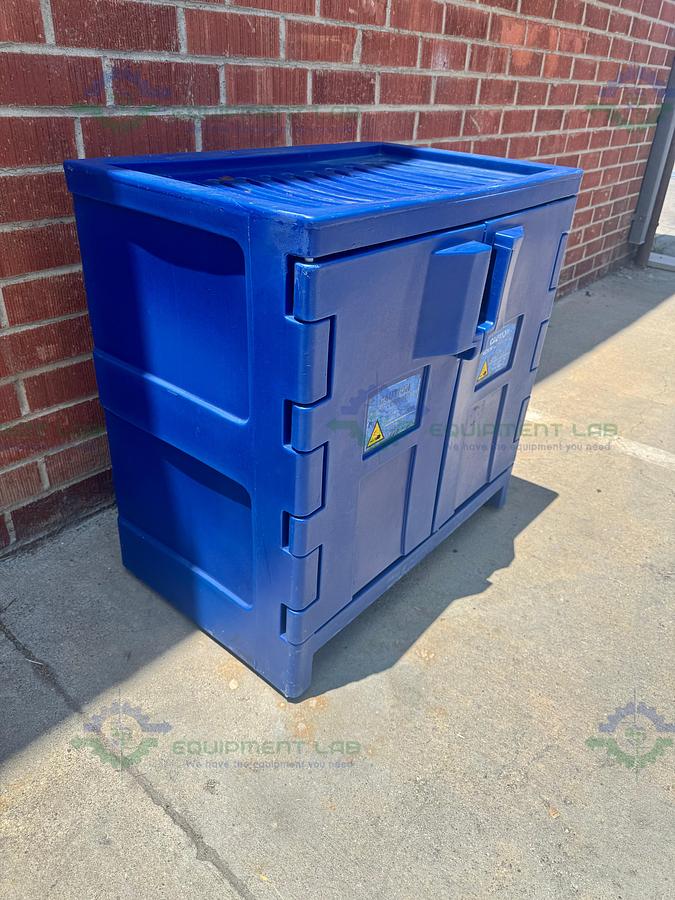 Used Eagle CRA-P22 Poly Acid & Corrosive Safety Cabinet 22 Gallon with Shelves, Buckets