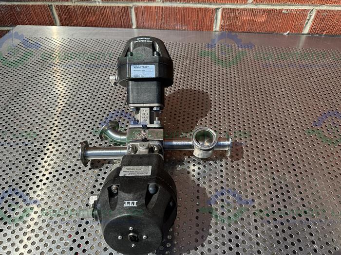 Used 2 ITT Pure Flo Advantage Stainless Steel Diaphragm Valve w/ 1" Sanitary Fittings