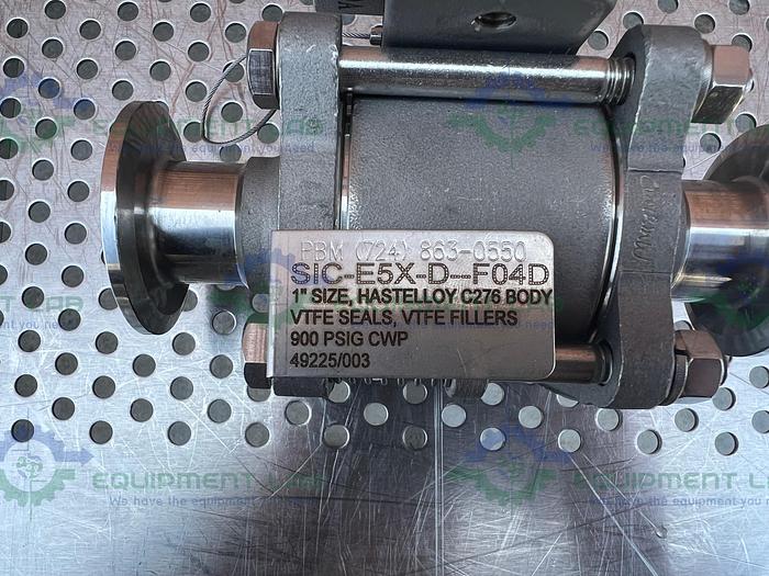 Used PBM  SIC-E5X-D-F04D Stainless Steel Ball Valve w/ 1" Sanitary Fitting