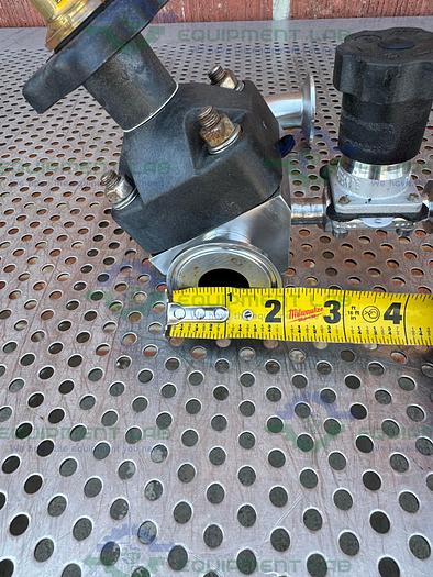 Used 2 ITT Pure Flo 3- Way 316L Diaphragm Valve w/ 1" to 1/2 Sanitary Fitting