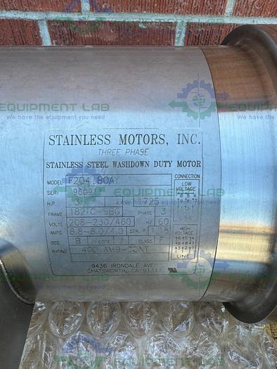 Used Stainless Motors  F2Q4BBOAY Washdown Duty Motor w/ Spiral Bevel Reducer 3PH