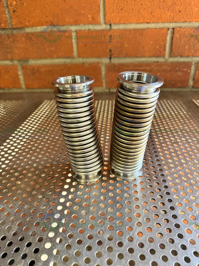 Used Stainless Steel Bellows Flexible Vacuum Hose 6" w/ KF 40 Fitting