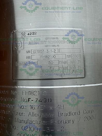 Used 2 Allegheny Stainless Steel Stack Disk Filter Housing 150 FV/PSIG on Casters