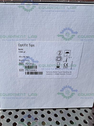 Used Box of 10 - Sartorius  791202 Optifit Tips 1200 uL, 10 x 96 Tips