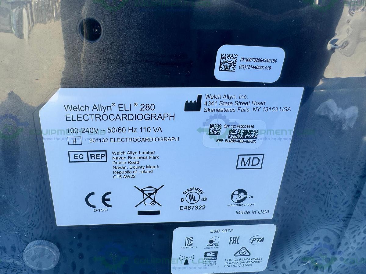 Used Welch Allyn ELI 280 Resting ECG Electrocardiograph 12-Lead Display