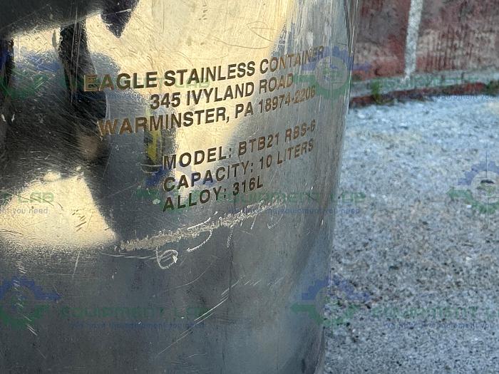 Used Eagle Stainless  BTB21 10 Liter Stainless Steel Bottle w/ 3 ITT Valves