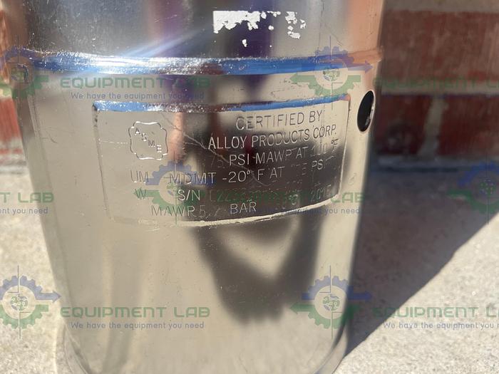 Used Alloy Products 16 Liter Stainless Steel Vessel 75 PSI