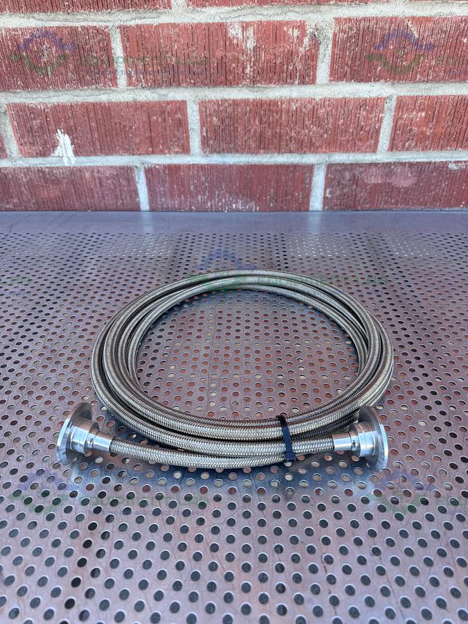 Used Flexible 200" Stainless Steel Braided Hose w/ 1"  Sanitary Fitting