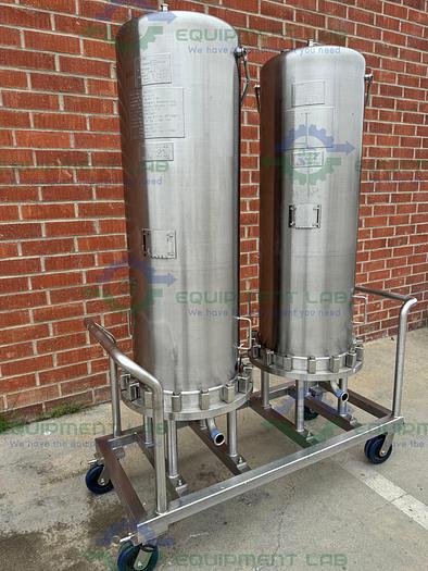 Used 2 Allegheny Stainless Steel Stack Disk Filter Housing 150 FV/PSIG on Casters