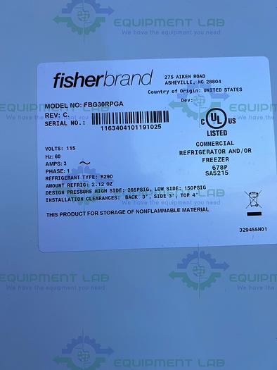 Used Fisher Brand FBG30RPGA Isotemp General Purpose Laboratory Refrigerator 4°C