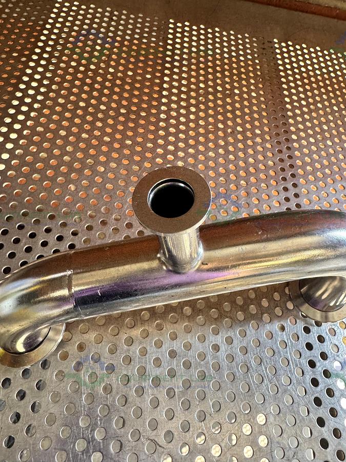 Used Stainless Steel U-Bend 3 Way Process Pipe w/ KF 40 to KF 16/10