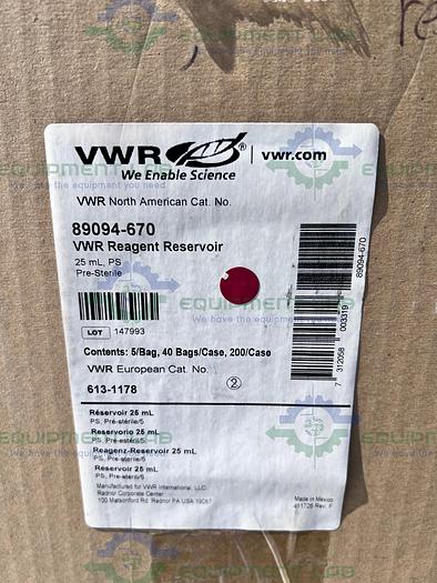 Used VWR  89094-670 Plastic 25mL Divided Pipetting Reservoirs Polystyrene