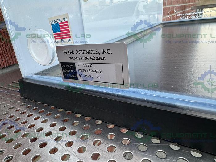 Used Flow Sciences FS2015 BKGVA 3 Ft Top Mount Vented Balance Safety Enclosure