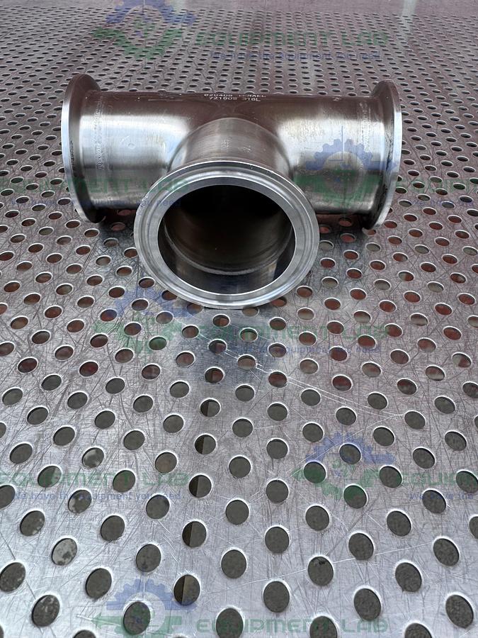 Used 3 Way 316L Stainless Steel Tee w/ 2" Sanitary Fittings & 2" Center